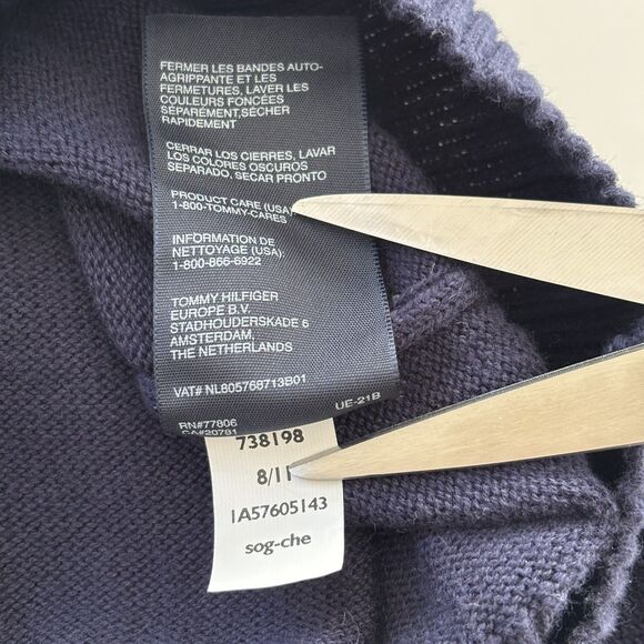 Vintage Tommy Hilfiger Women’s XS Full Zip Sweater Hood Navy/Ivory 2000’s - Picture 7 of 9